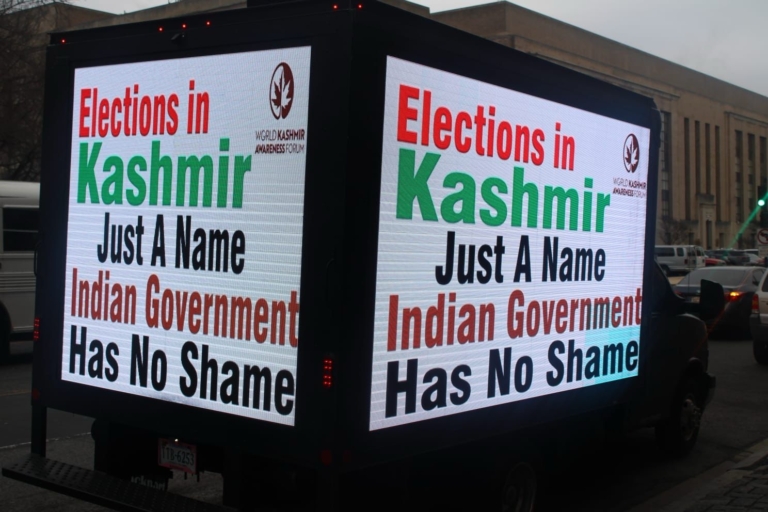 Digital advertising trucks in Washington flash Kashmir freedom messages - 04 -- 06 Feb 2025 - NEWS.com.pk