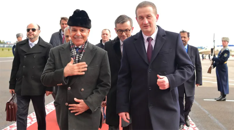 PM Shehbaz arrives in Minsk on official visit to Belarus