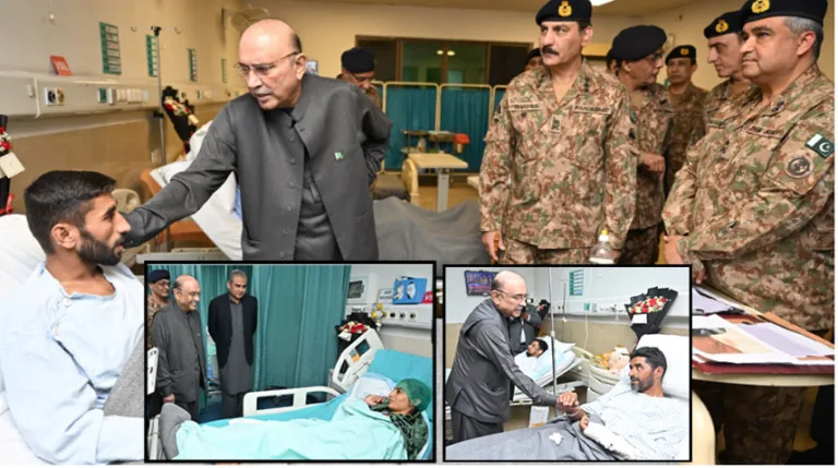 President visits CMH Rwp, enquires after soldiers, civilians
