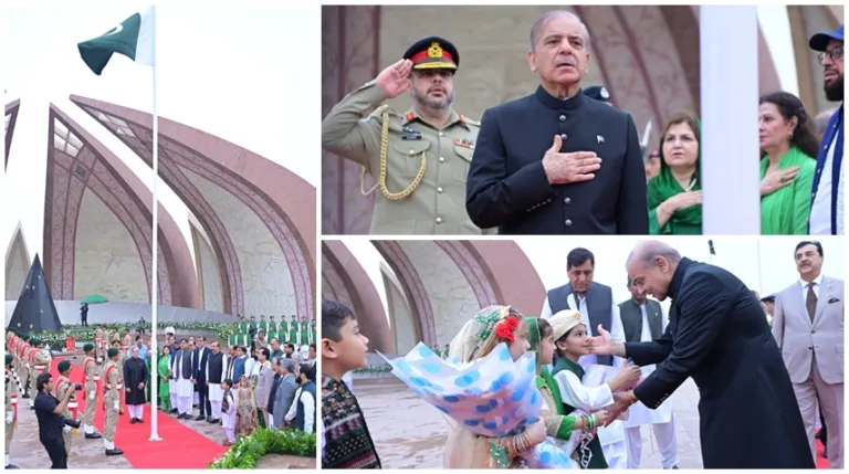 PM Shehbaz hoists national flag at Pakistan Monument in Islamabad